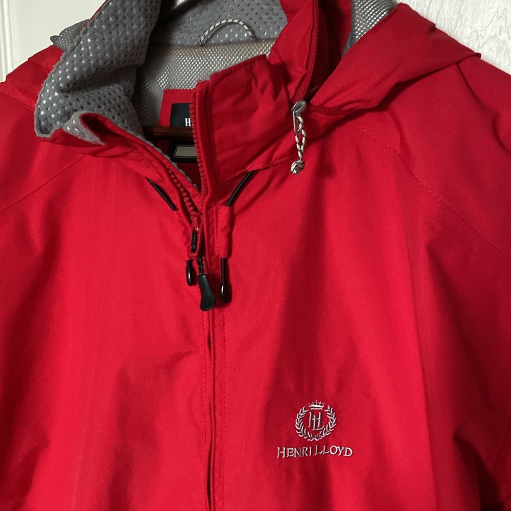 SALE🎈 Henry Lloyd Red Hooded Yachting Jacket with Gray Lining - Picture 6 of 17